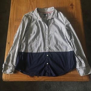 Tommy Hilfiger Color Block Navy Blouse
